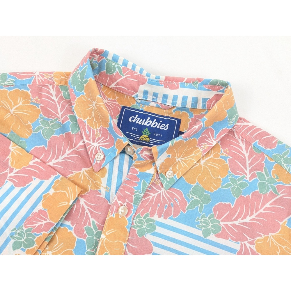 Chubbies Shirt Hawaiian Mens Medium Floral Multicolor Summer Beach Vacation